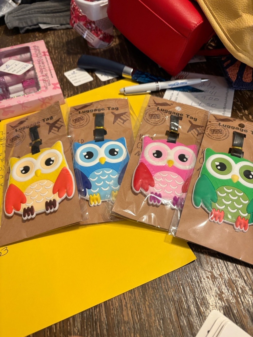 ravel Yellow Owl Luggage Tag with Red Wings
